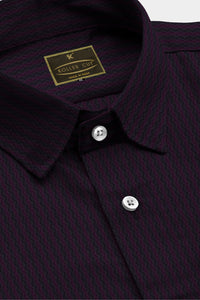 Pitch Black with Purple Wine Chevron Stripes Men's Cotton Shirt