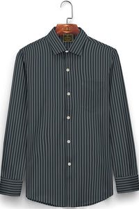 Shadow Black and Laurel Green Stripes Men's Cotton Shirt