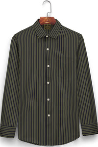 Raven Black and Golden Double Stripes Men's Cotton Shirt