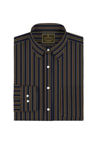 Carob Brown and Chocolate Brown Candy Stripes Men's Cotton Shirt