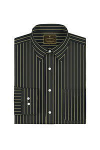 Seaweed Green with Olive and Jade Black Stripes Men's Cotton Shirt