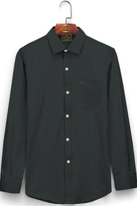 Black with Phthalo Green Twill Stripes Cotton Shirt