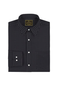 Black with Neon Grey Pinstripes Cotton Shirt