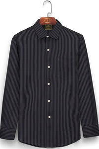 Black with Neon Grey Pinstripes Cotton Shirt