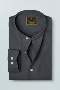 Iron Grey Mandarin Collar  Luxurious Linen Shirt