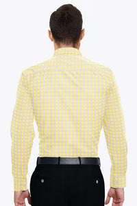 Citron Yellow with Pompeian Red and Paradise Blue Finest Egyptian Giza Cotton Shirt