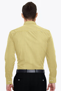 Lemon Yellow and Cloud Grey Candy Stripes Men's Cotton Shirt