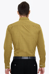 Dijon Mustard and White Pinstripes Cotton Linen Shirt