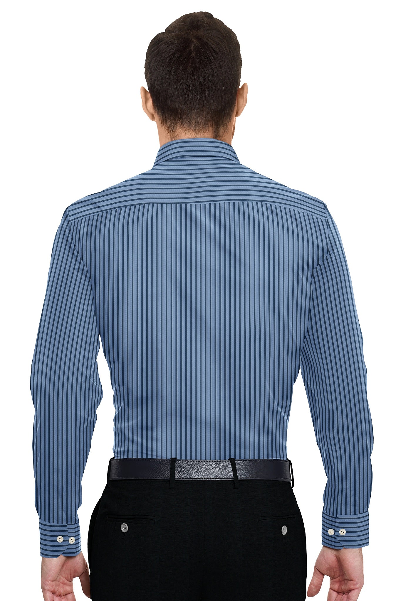Allure Blue and Insignia Blue Stripes Cotton Shirt - Buy Mens Custom Shirts in Mumbai