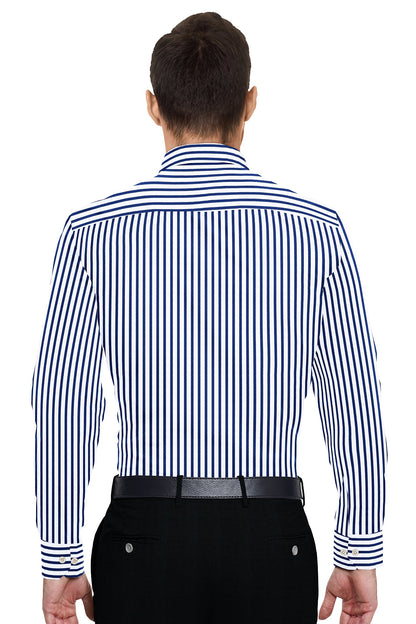 White and Victoria Blue Candy Stripes Cotton Shirt