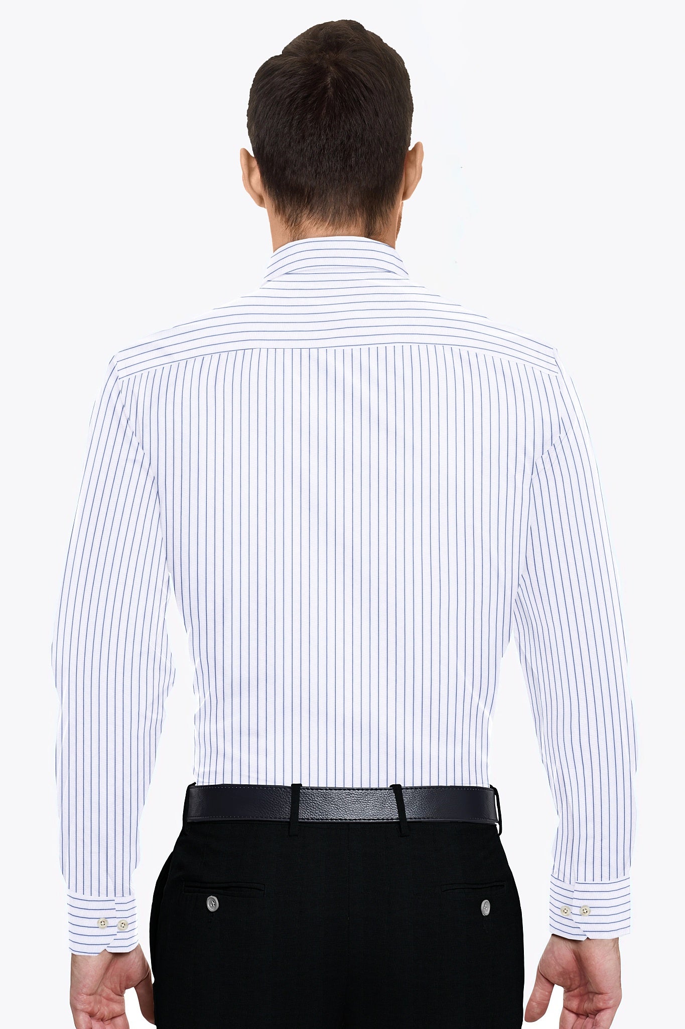 White and Galaxy Blue Pin Stripes Cotton Shirt
