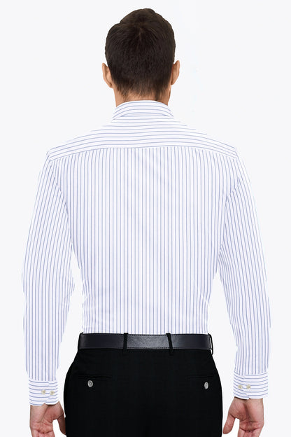 White and Galaxy Blue Pin Stripes Cotton Shirt