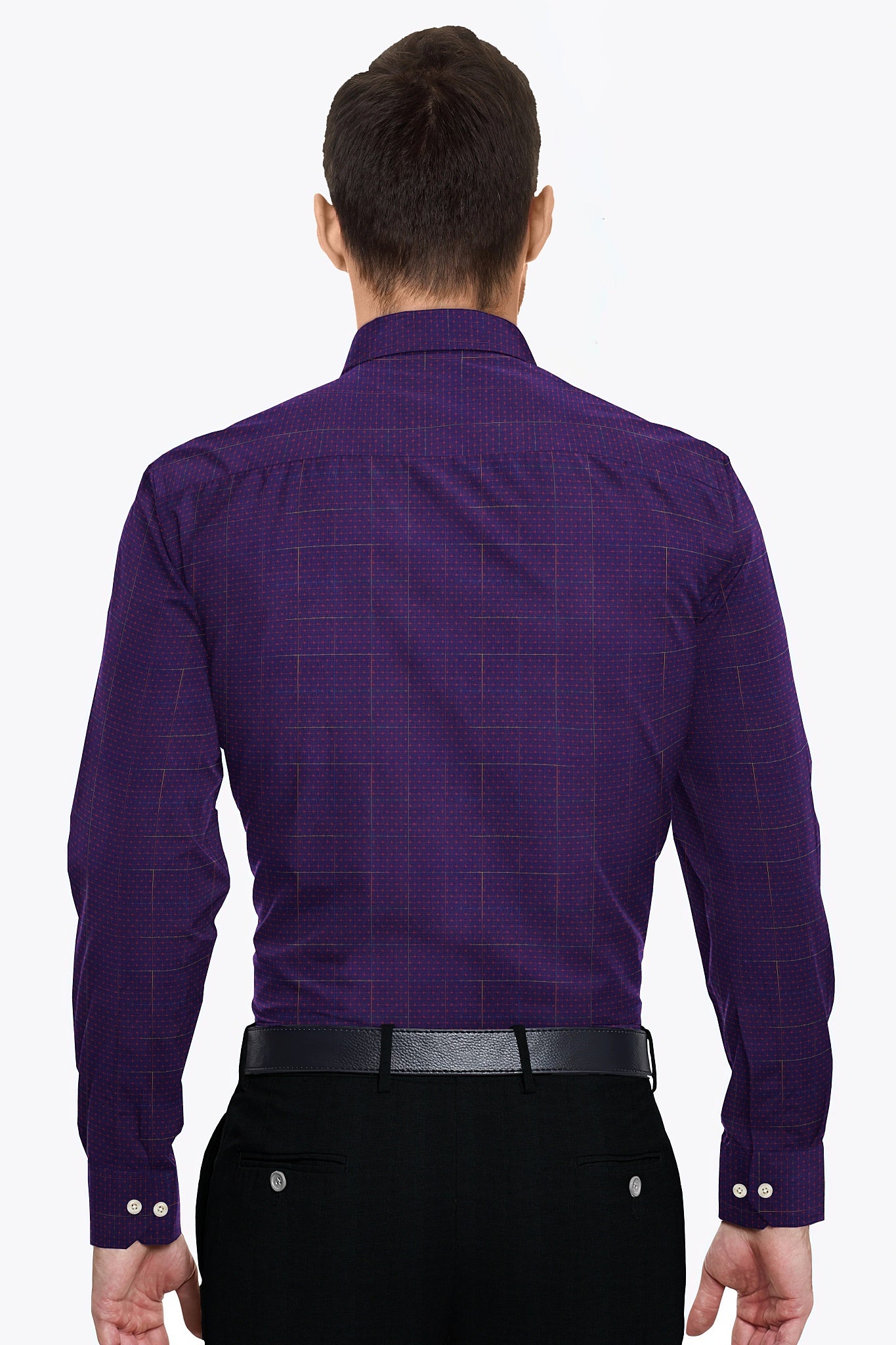 Violet Purple and Hibiscus Red Dot Jacquard Checks Premium Egyptian Giza Cotton Shirt