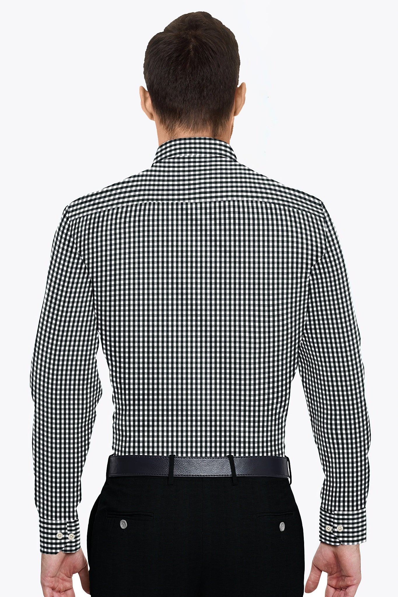 Kollercut-Obsidian Black and White Gingham Checks Cotton Shirt- Best Formal Shirt in India 