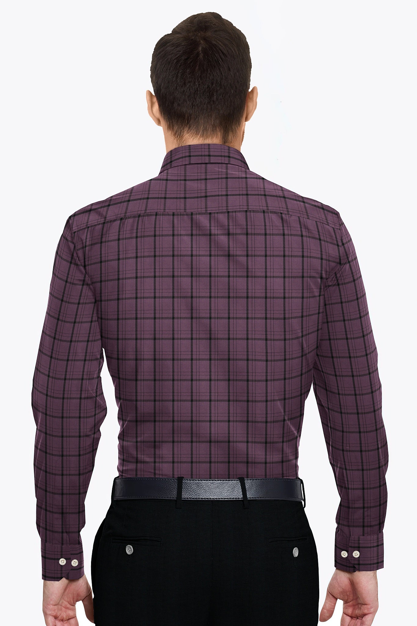 Prune Purple and Black Check Premium Cotton Shirt Plus size Giza Cotton Shirt in India