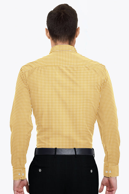 Kollercut-White with Apricot Orange Gingham Checks Cotton Shirt-Premium Formal Shirts