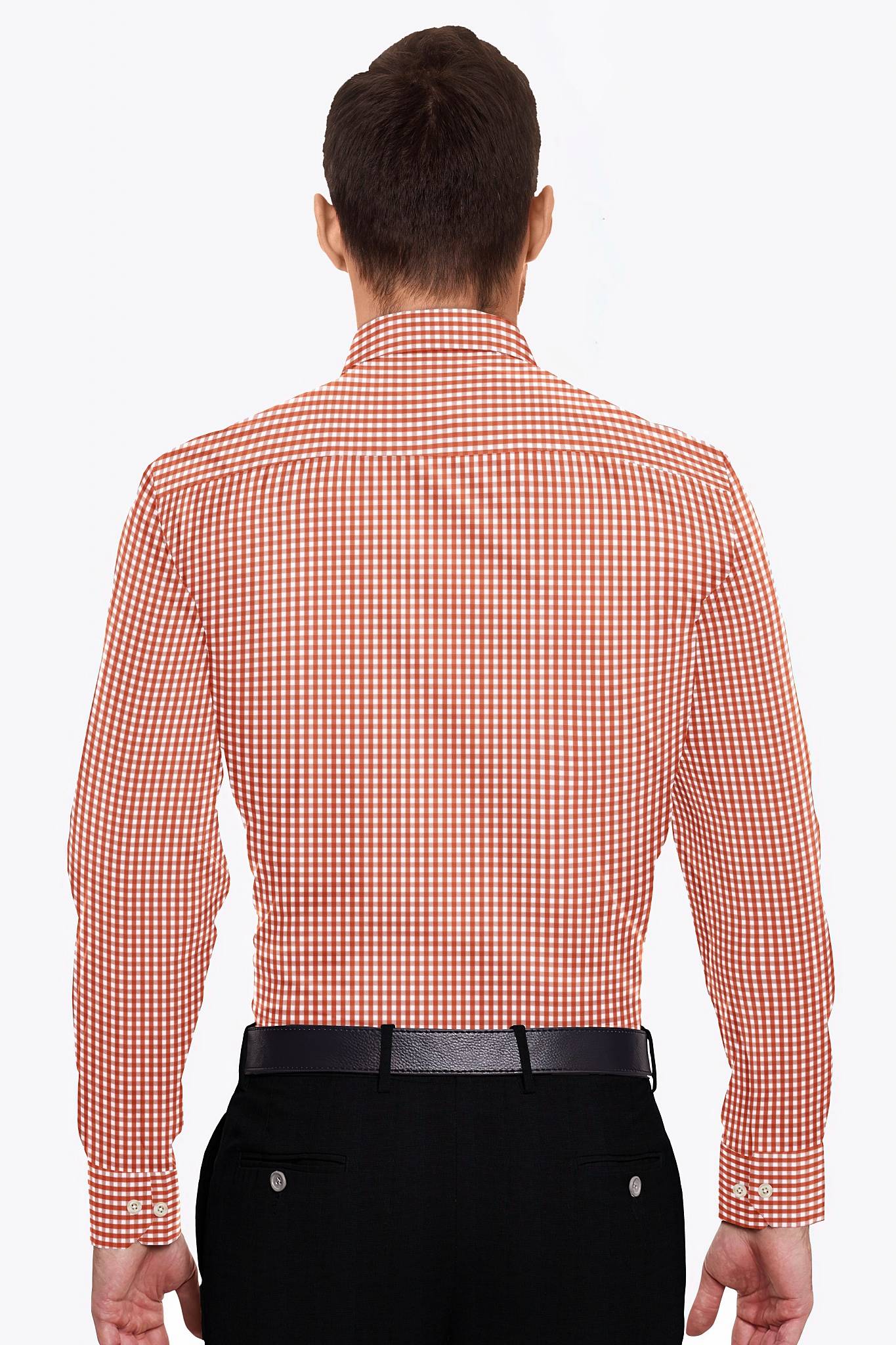 White and Royal Poinciana Red Gingham Checks Premium Cotton Shirt - Premium Cotton Formal Checks Shirts in India - Buy Contrast Stitch Shirt in Mumbai