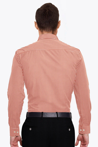 White and Royal Poinciana Red Gingham Checks Premium Cotton Shirt - Premium Cotton Formal Checks Shirts in India - Buy Contrast Stitch Shirt in Mumbai