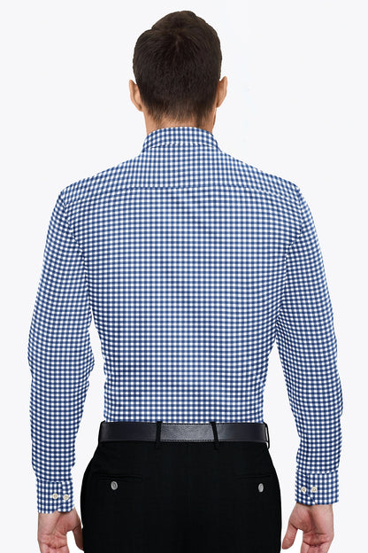 White and Galaxy Blue Gingham Checks Cotton Shirt Formal Cotton Shirts in India - Buy Stitch Shirt in Mumbai