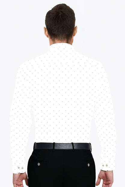 White with Black Dot Printed Cotton Shirt Premium Formal Cotton Shirt in India