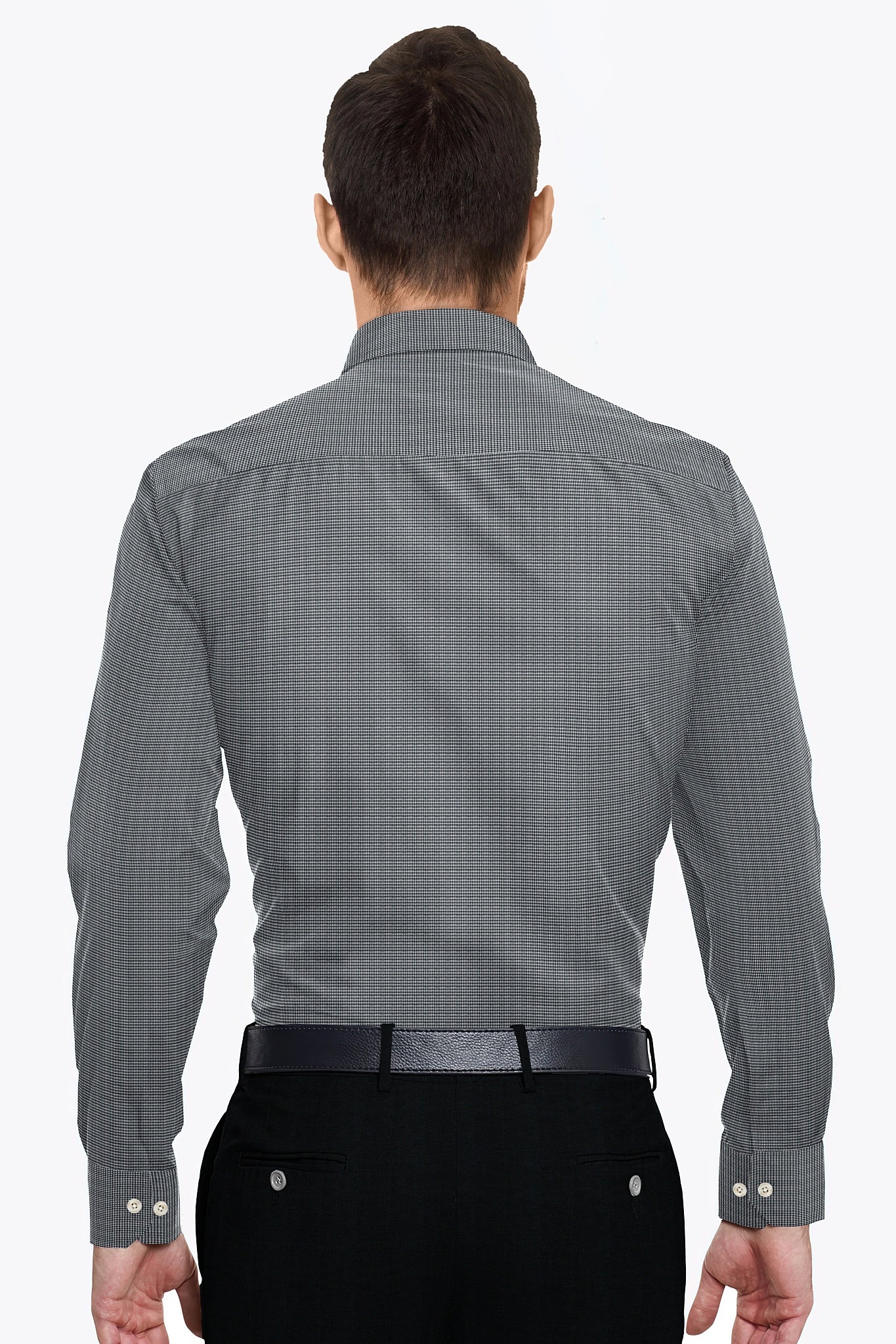 Jet Black and White Checks Cotton Shirt - Plus size shirt in India