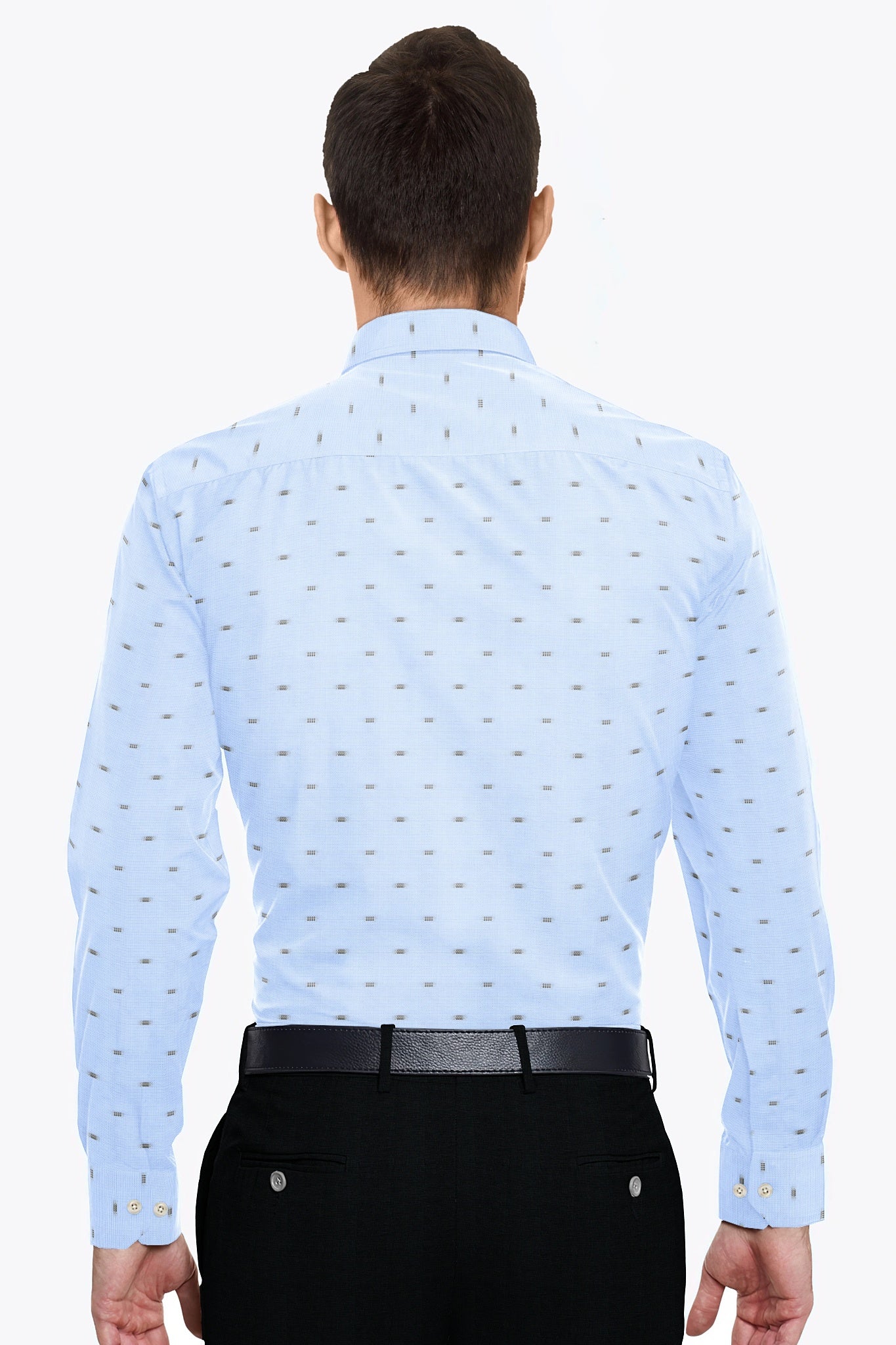 Brunnera Blue and Dill Green Jacquard Print Premium Egyptian Giza Cotton Shirt