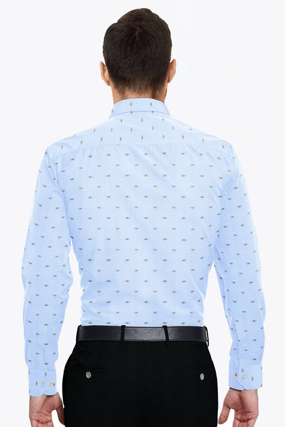 Brunnera Blue and Dill Green Jacquard Print Premium Egyptian Giza Cotton Shirt