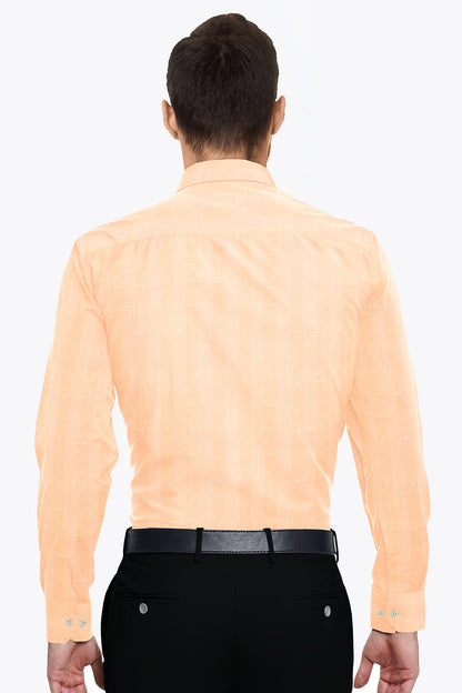Apricot Peach Abstract Jacquard Print Egyptian Giza Cotton Shirt