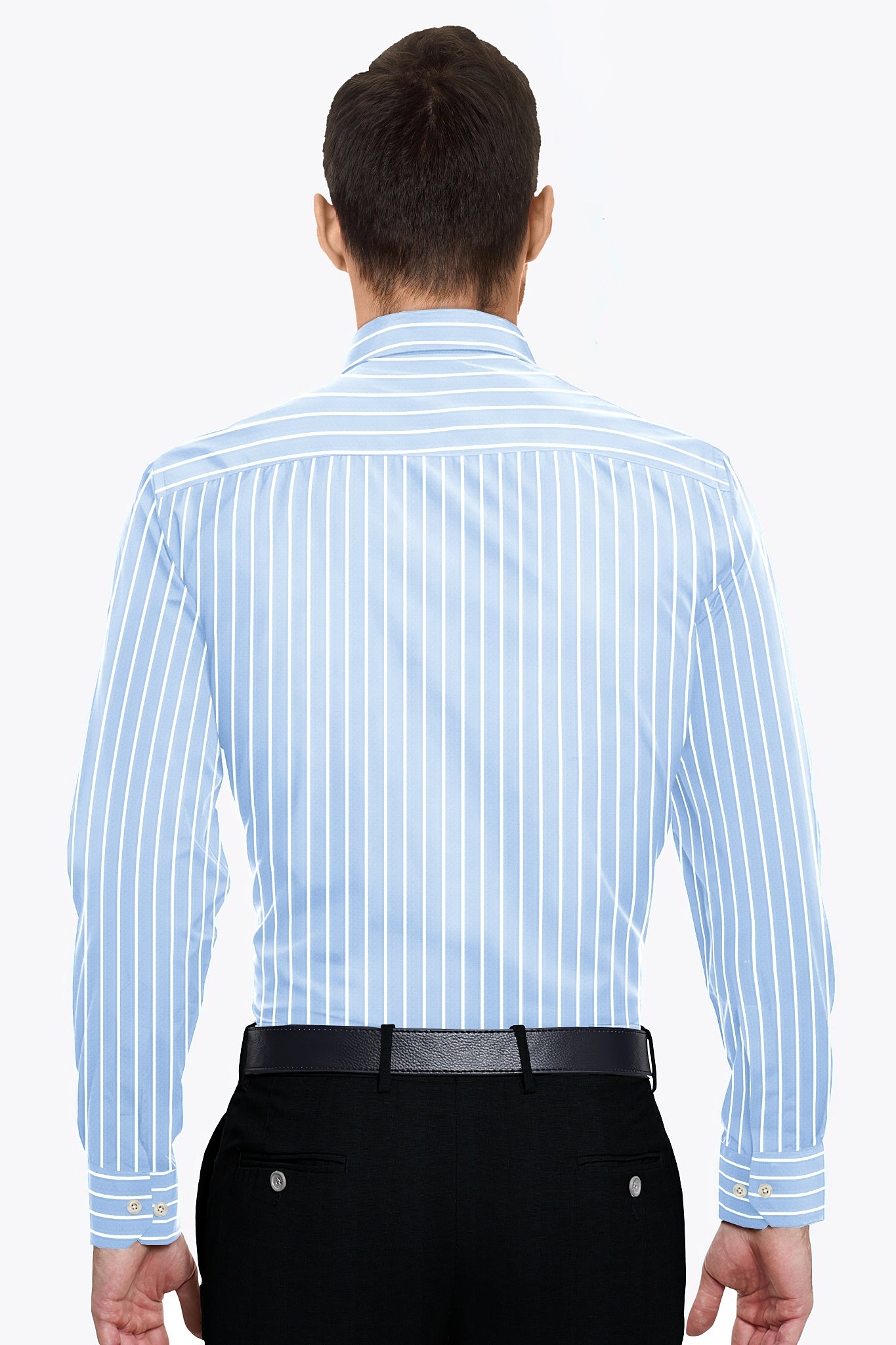 Blizzard Blue and White Wide Pinstripes Cotton Shirt