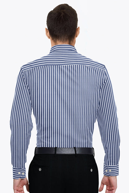 Bijou Blue and White Stripes Cotton Shirt Plus size Shirt for Men Premium office Stripes shirt for men