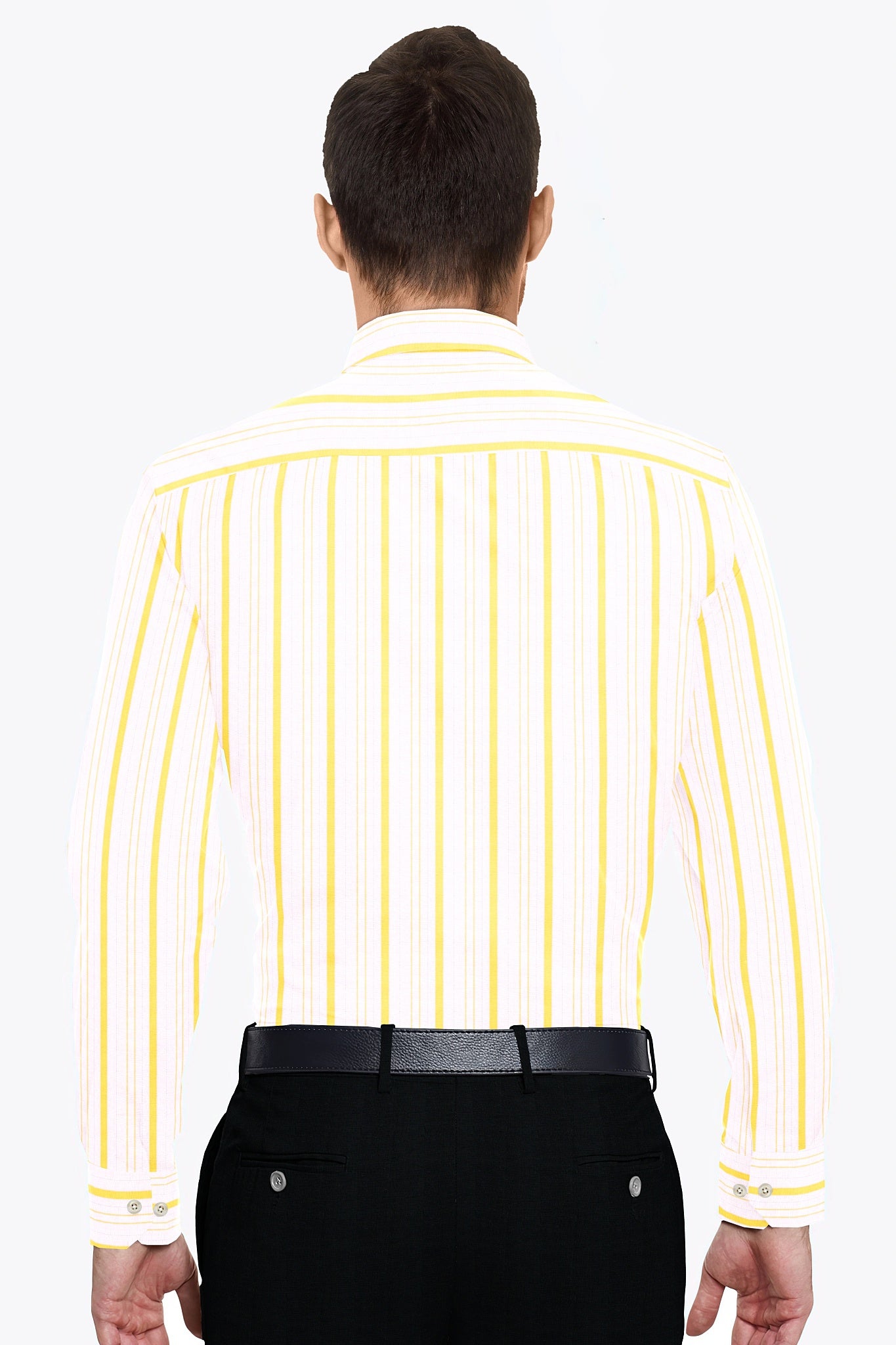 White and Dandelion Yellow Stripes Cotton Linen Shirt Plus size Cotton Linen Shirt in India
