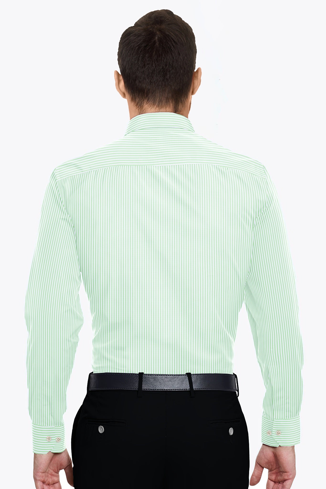 Ambrosia Green and White Candy Stripes Cotton Shirt