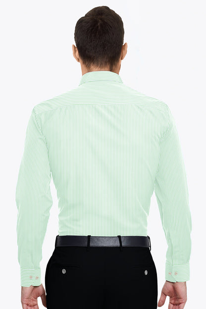 Ambrosia Green and White Candy Stripes Cotton Shirt