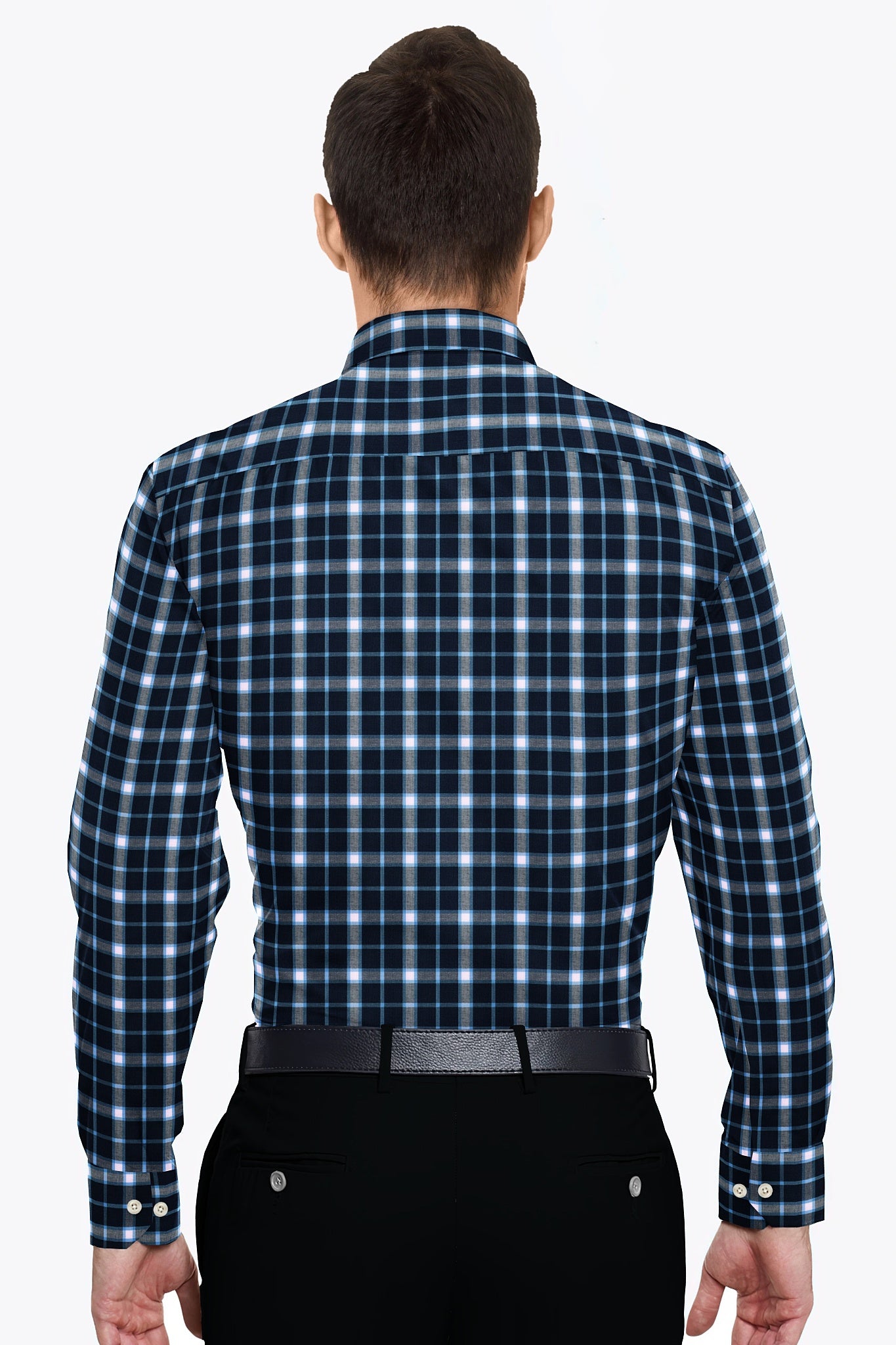 Estate Blue with Daphne Blue and White Checks Cotton Shirt
