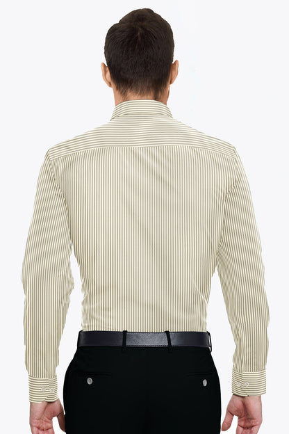 Beige and Latte Brown Pinstripes Cotton Shirt