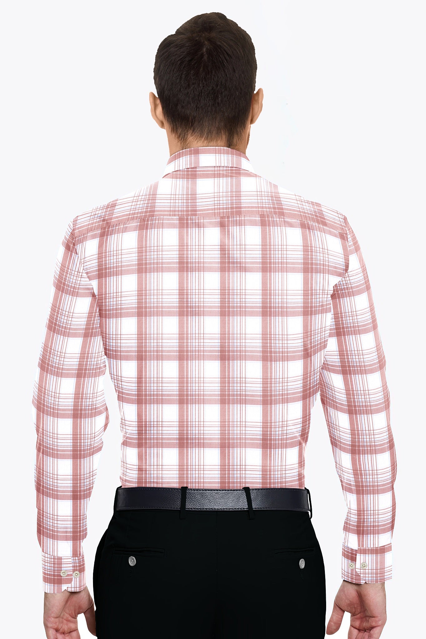 White and Tropical Peach Checks Cotton Shirt