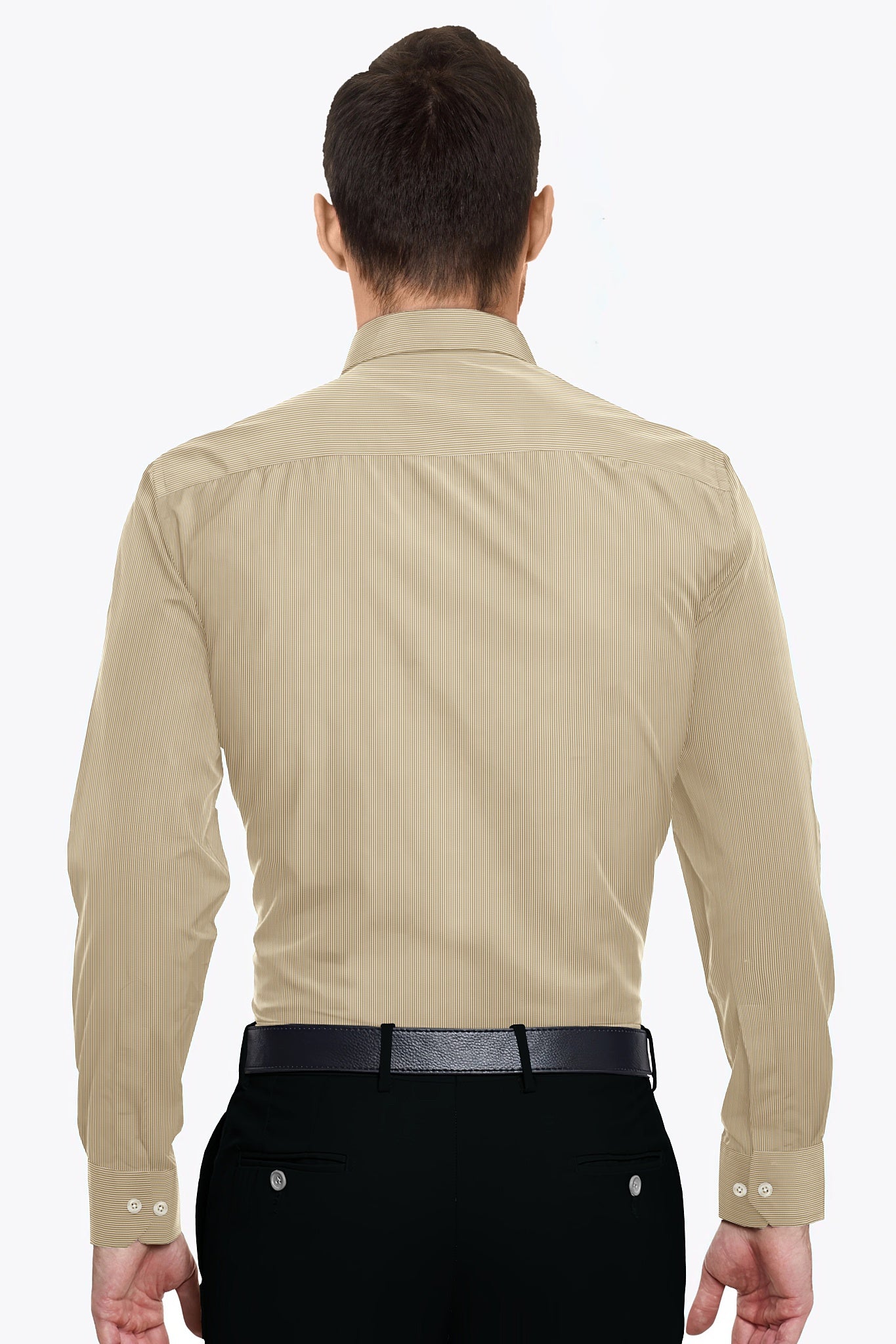 Latte Brown and White Pinstripes Cotton Shirt