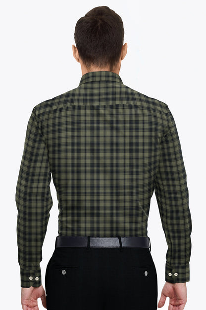 Calliste Green and Black Checks Cotton Shirt