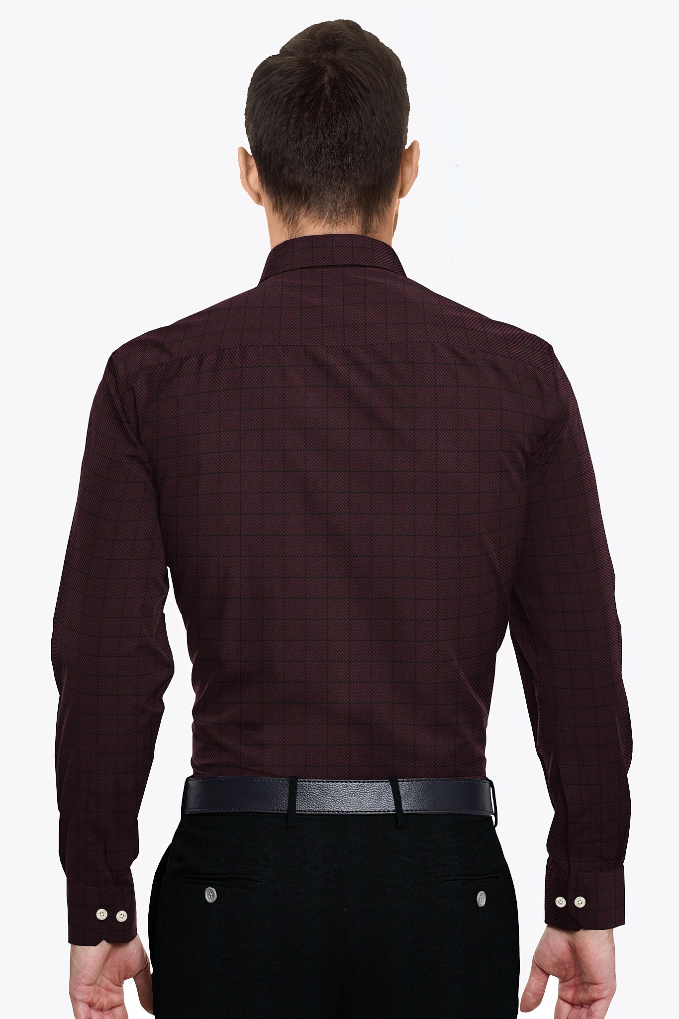 Amaranth Red And Black Windowpane Checks Cotton Premium Egyptian Giza Cotton Shirt