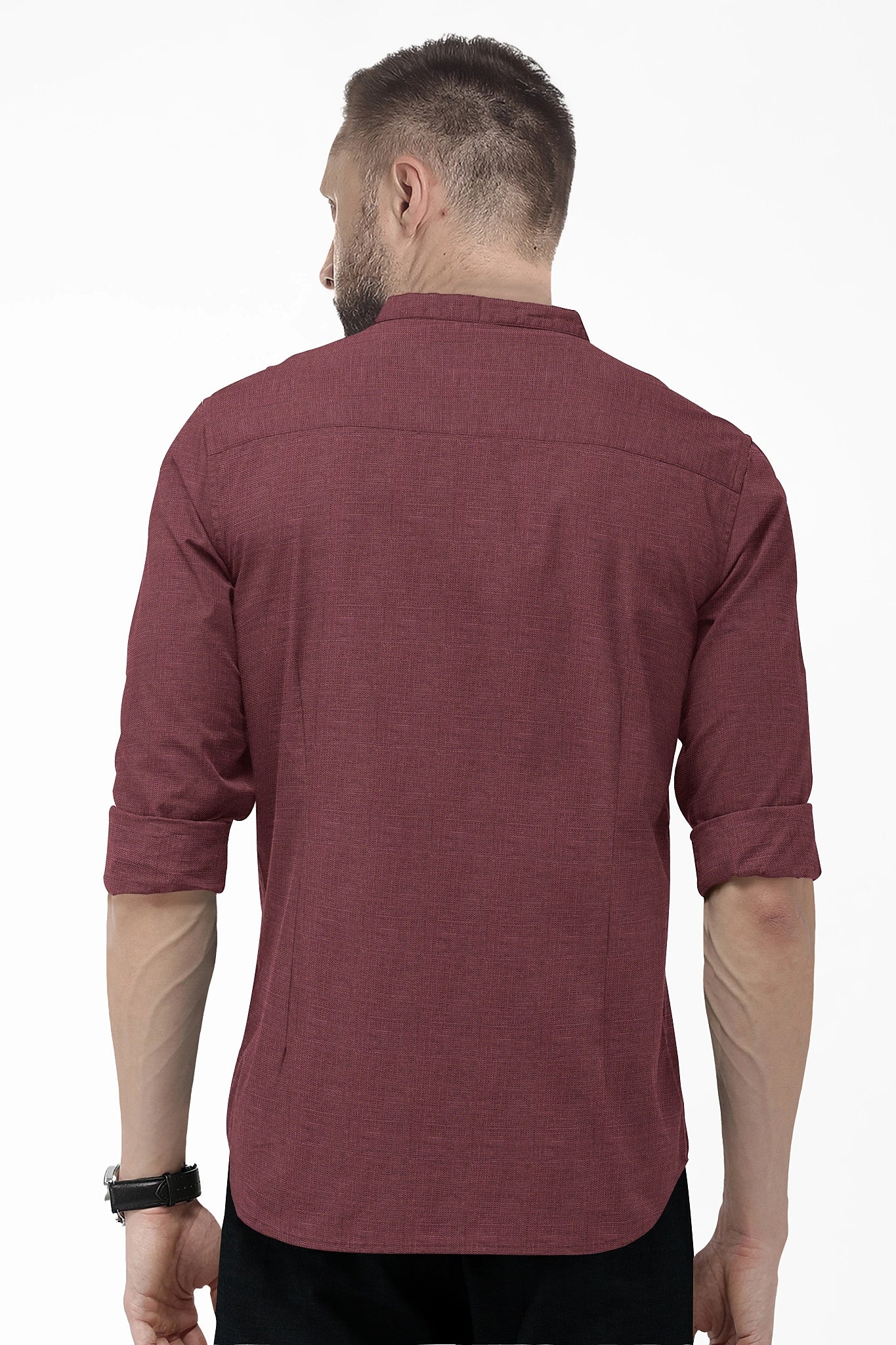 Cinnabar Brown Mandarin Luxurious Linen Shirt