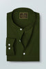 Basil Green Mandarin Collar Giza Cotton Shirt