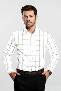 Black and White Jacquard Checks  Premium Giza Cotton Shirt