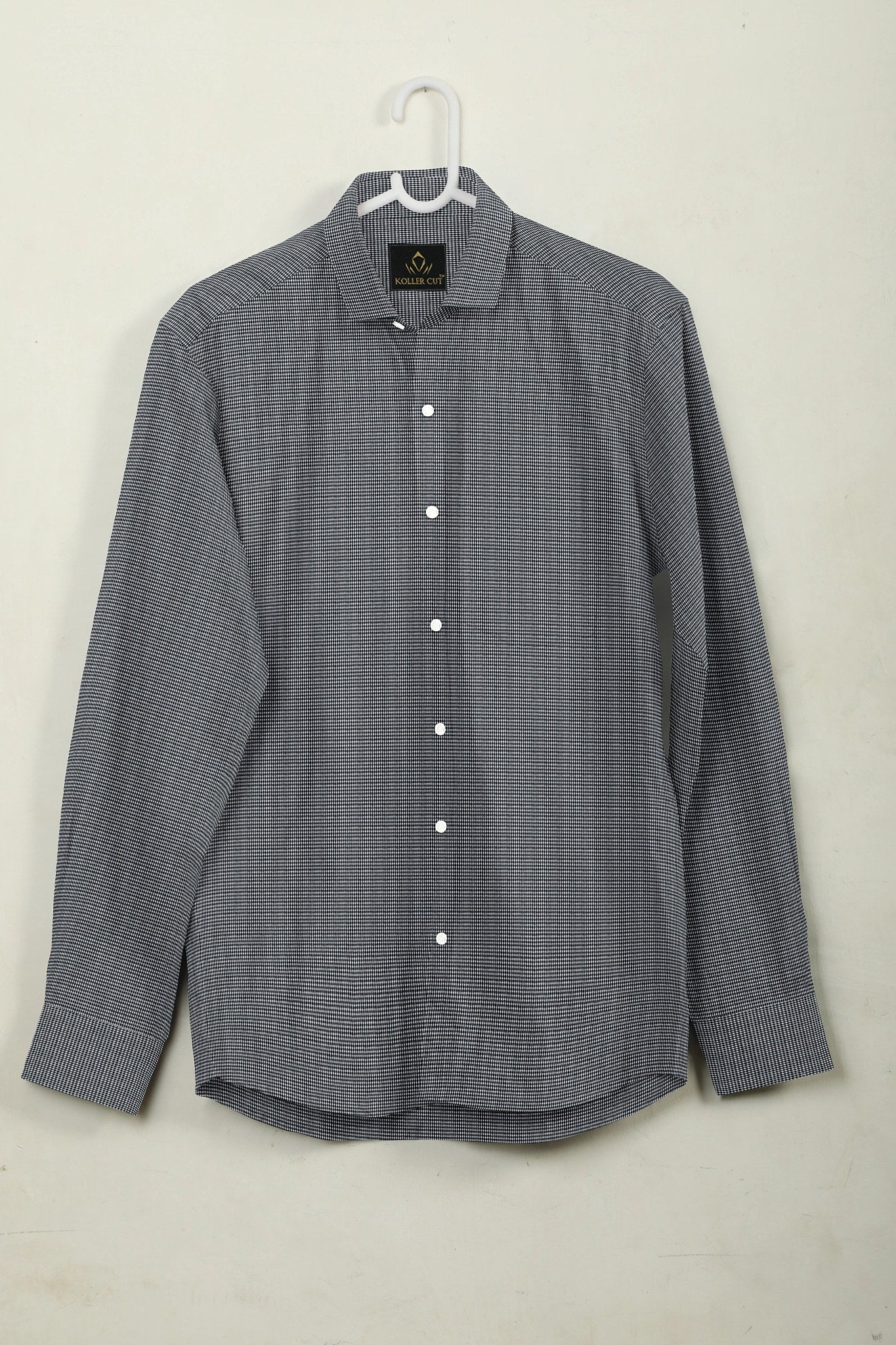 Jet Black and White Checks Cotton Shirt - Plus size shirt in India