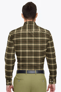 Cedar Brown with Wood Brown and Fawn Checks Cotton Shirt