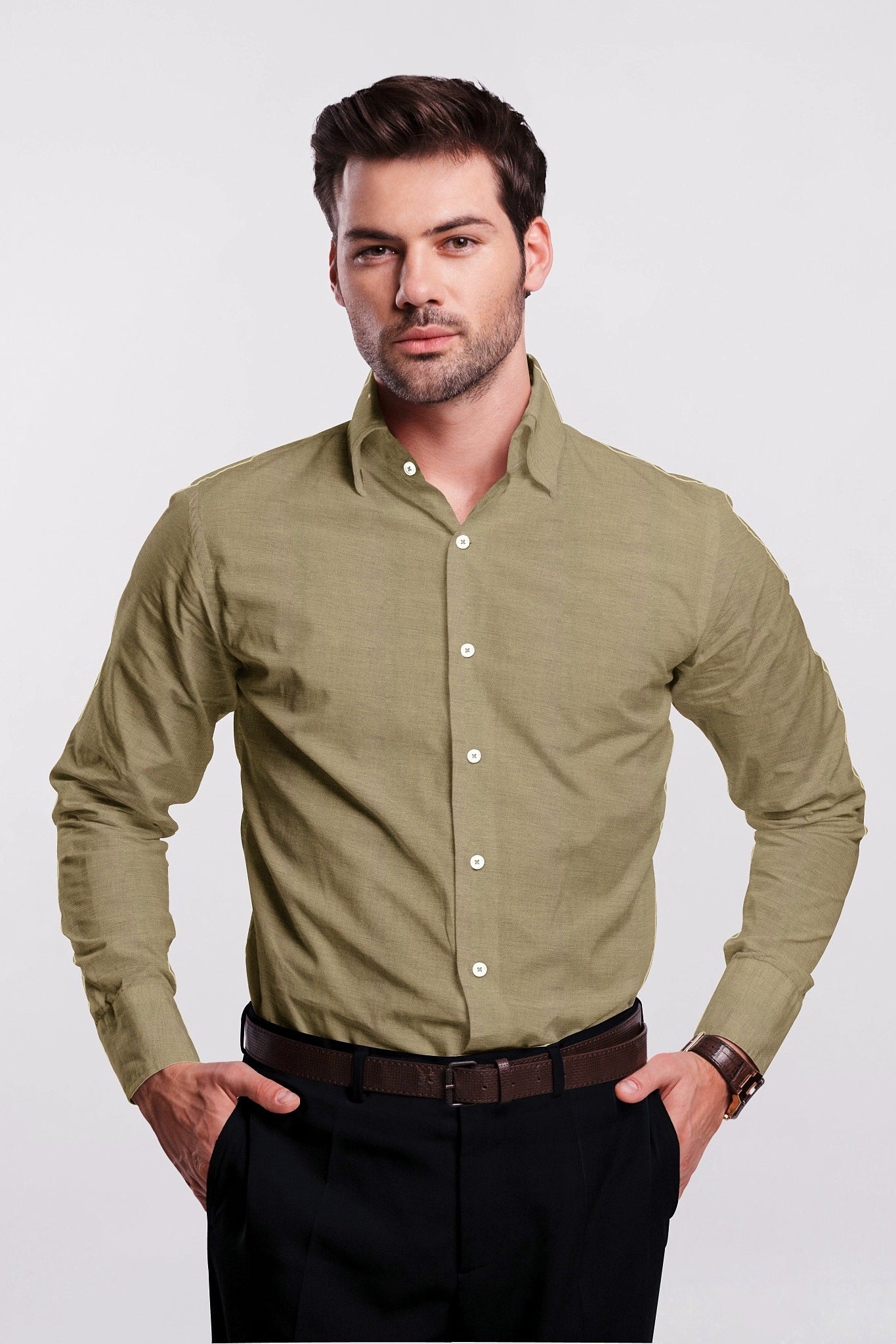Tan Khaki Luxurious Linen Shirt