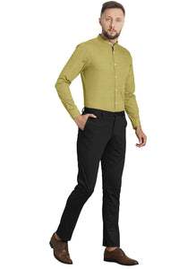 Dark Khaki Mandarin collar Luxurious Linen Shirt