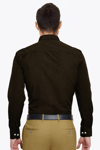Chocolate Brown with Black Jacquard Butterfly Printed Giza Cotton Shirt