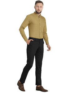 Dijon Mustard Mandarin Collar Luxurious Linen Shirt