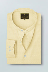 Cream Mandarin Collar Luxurious Linen Shirt