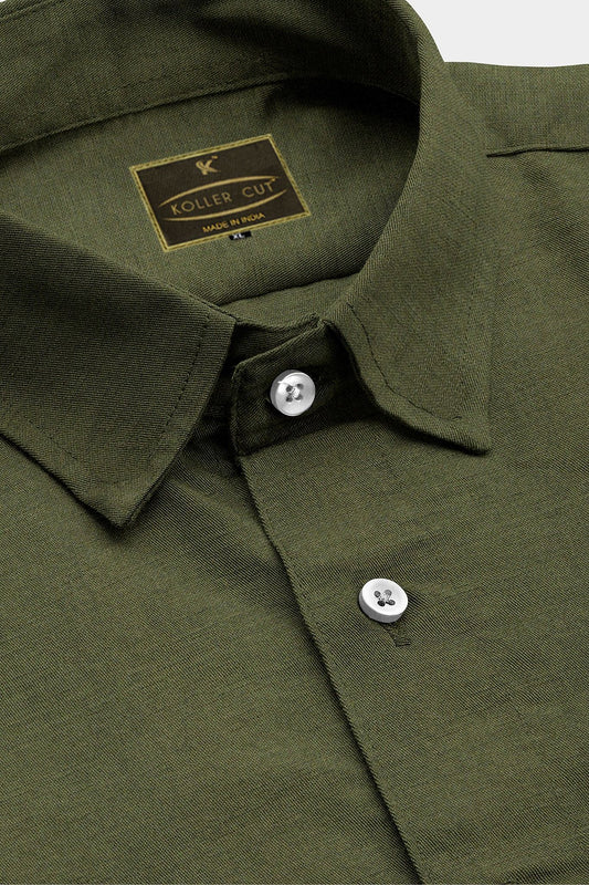 Olive Green Luxurious Linen Shirt